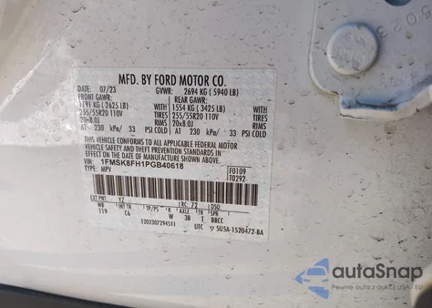 2023 Ford Explorer Limited из США, поврежденный, VIN 1FMSK8FH1PGB40618